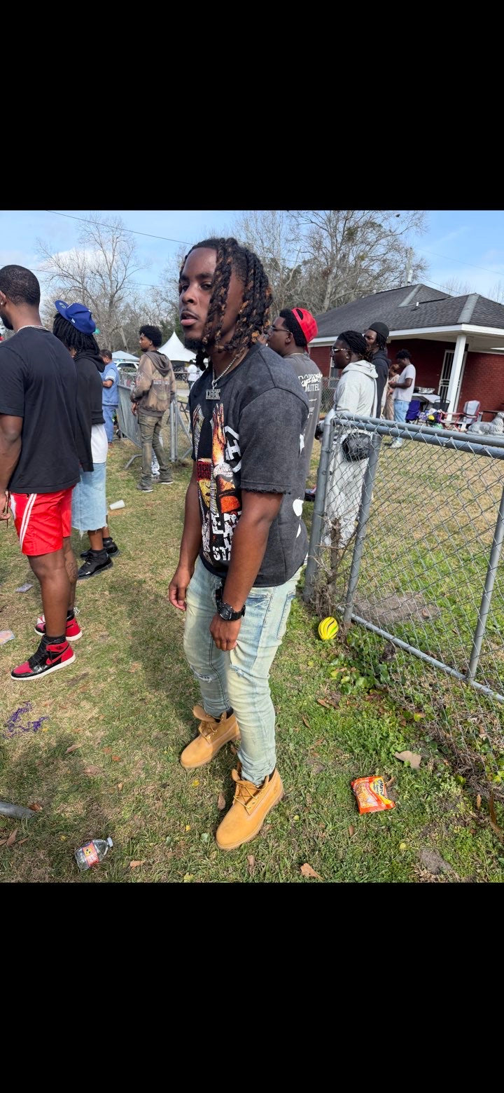 EXCLUSIVE EAT OR STARVE DISTRESSED TEE